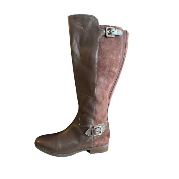 Marc Fisher Boots Brown Leather Knee High Riding‎ Boot Zip Size 8.5 W - Picture 1 of 8